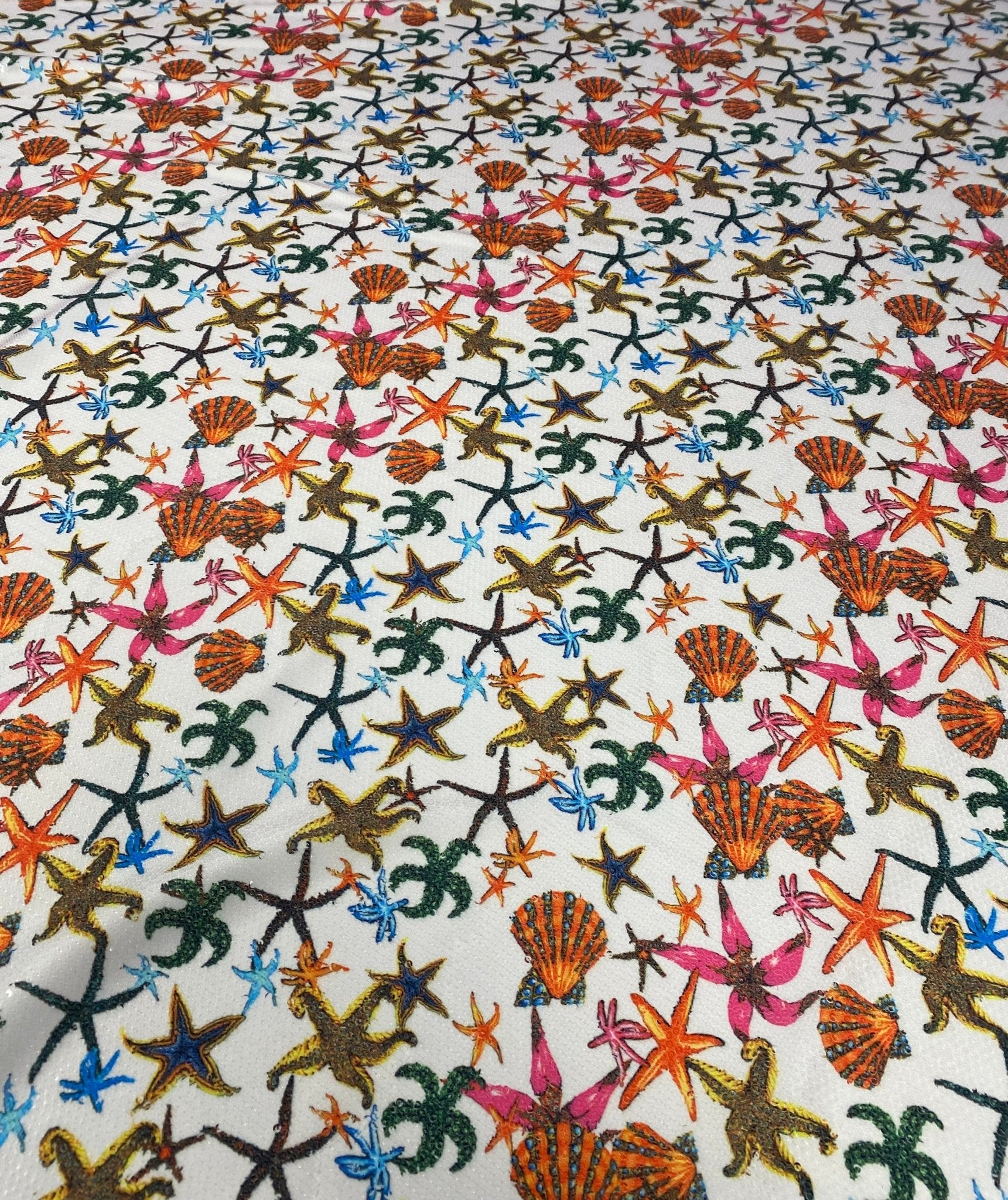 Sea Shell Pattern Sequin Fabric - Whotex Online Fabric Store