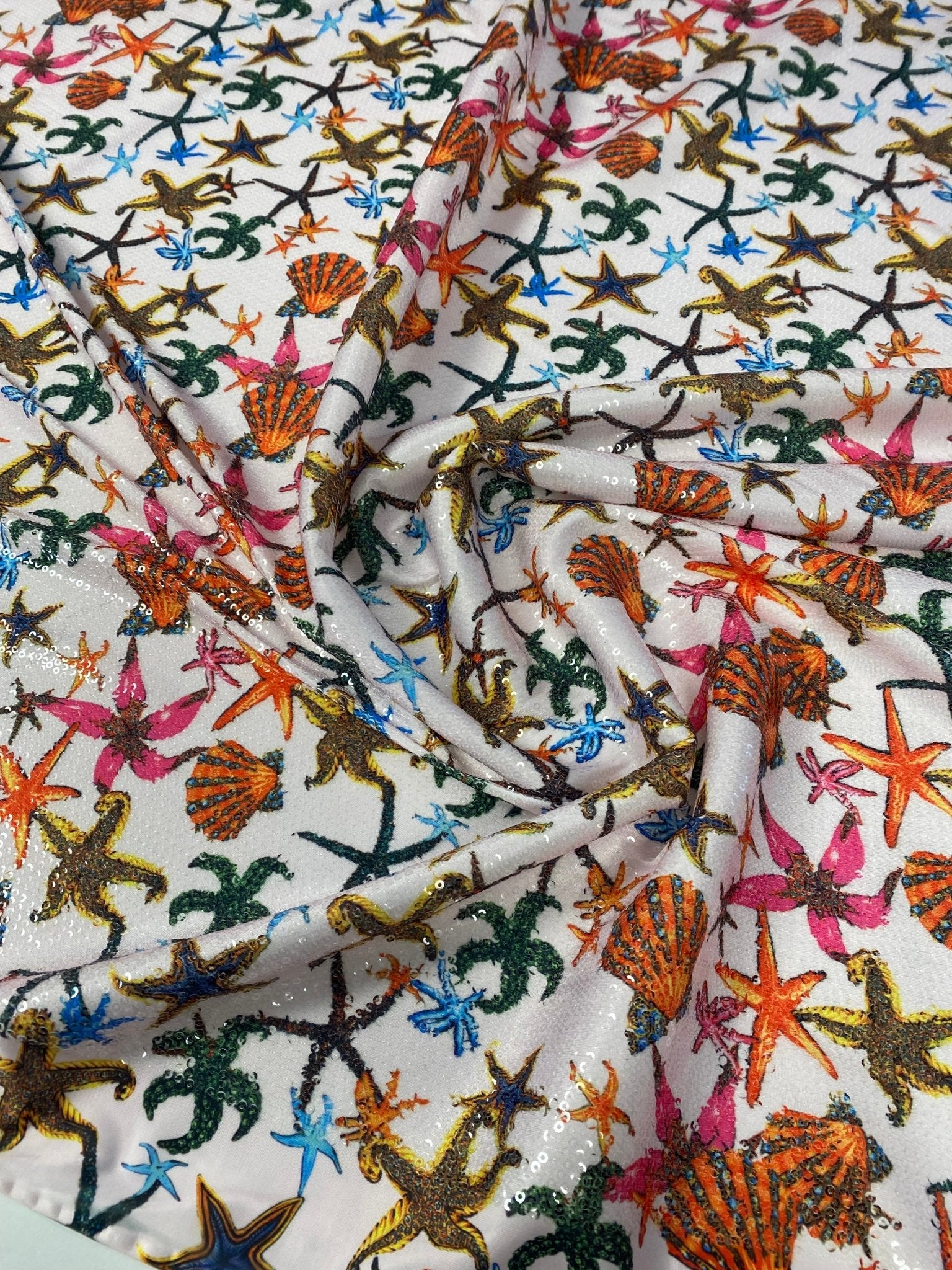 Sea Shell Pattern Sequin Fabric - Whotex Online Fabric Store