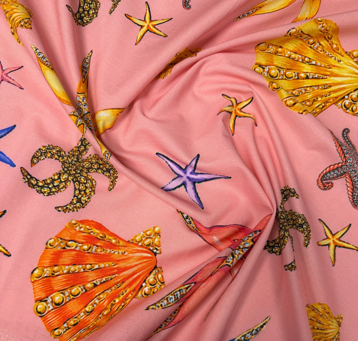 Sea Shell Pattern Sugar Fabric by the Metre - Whotex Fabrics London