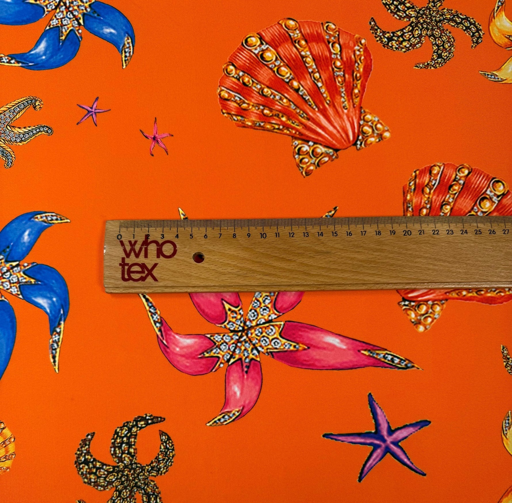 Seashell Print Spandex Fabric by the Metre - Whotex Fabrics London