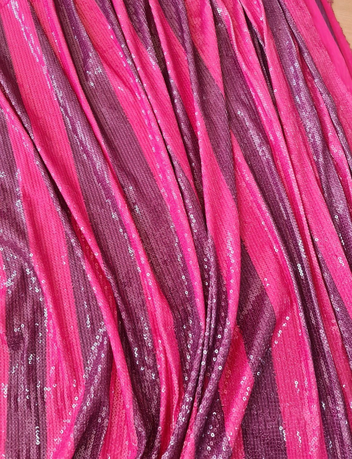 Sequin Fabric, 2 - way stretch Sequin Fabric, Pink Striped Pattern Fabric, - Whotex