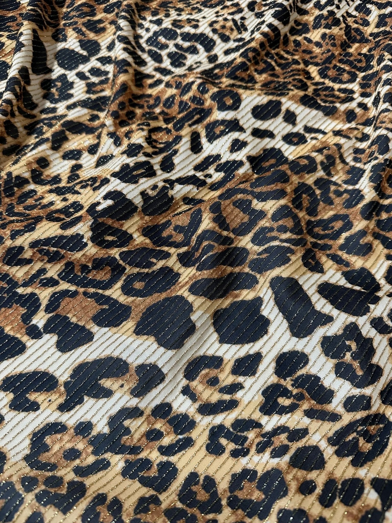 Shimmer Lurex Ottoman Fabric, Leopard Pattern Spandex Fabric, Dancewear, tights, craft, dress fabric, exotic costume, evening dress fabric - Whotex