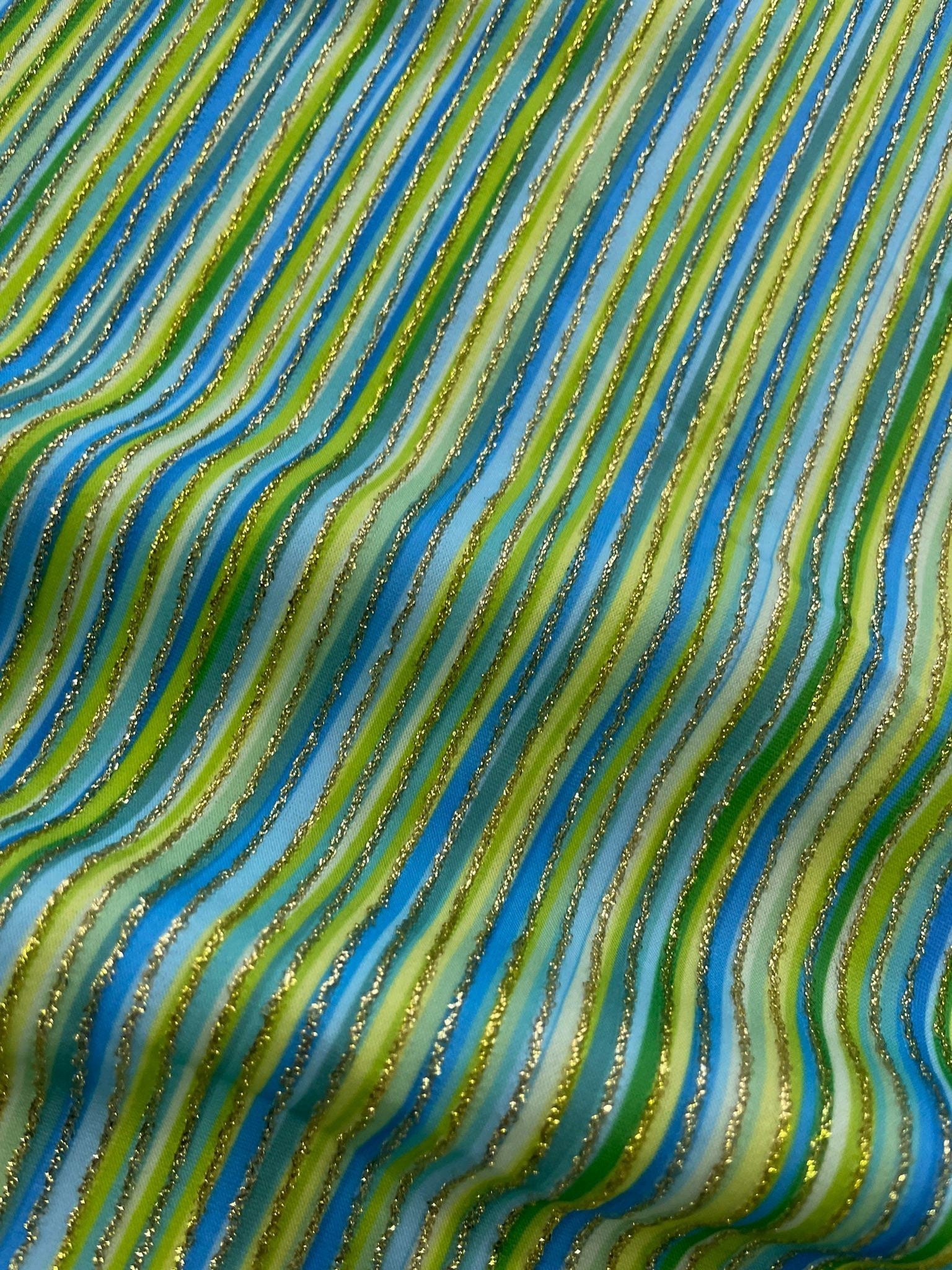 Shimmer Ottoman Fabric, Blue Green Striped 4 - Way Stretch - Whotex Online Fabric Store