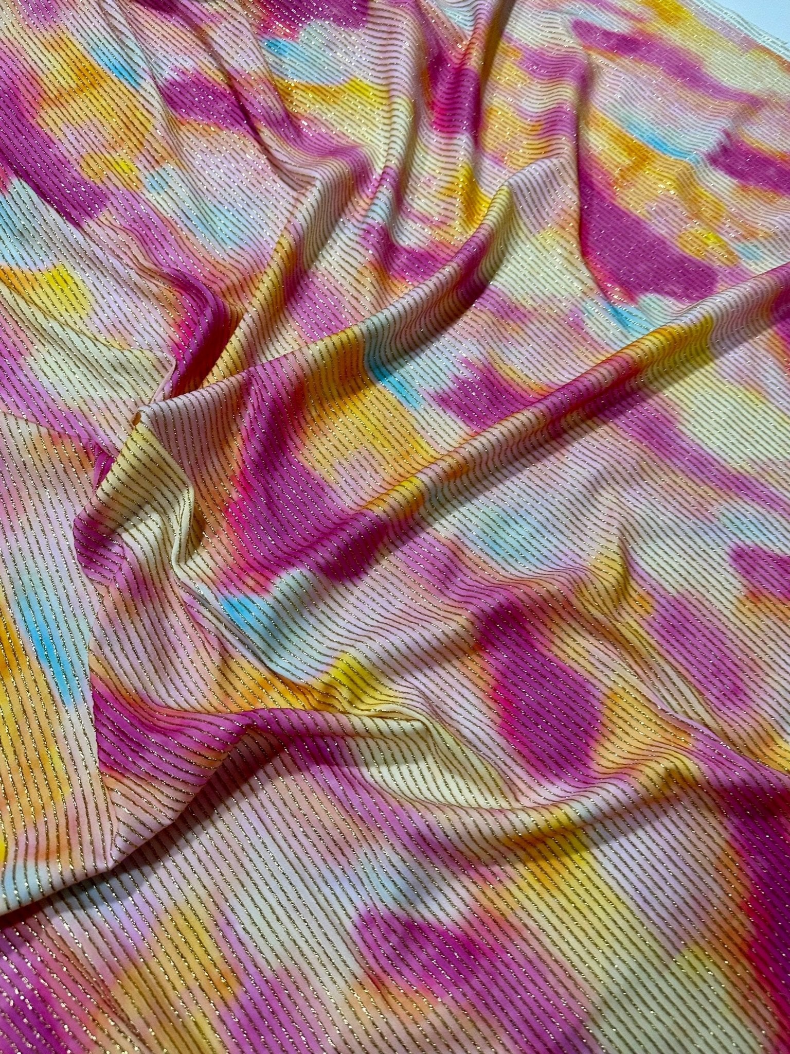 Shimmer Ottoman Fabric, Tie dye Prin 4 - Way Stretch - Whotex Online Fabric Store