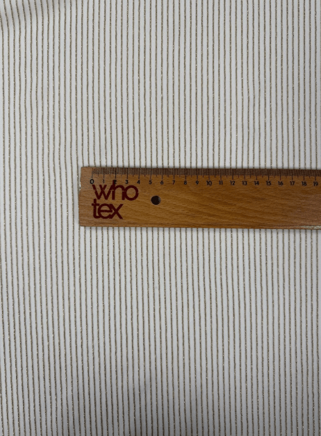 Shimmer Ottoman in Soft Gold Striped Stretch Fabric - Whotex Fabrics London