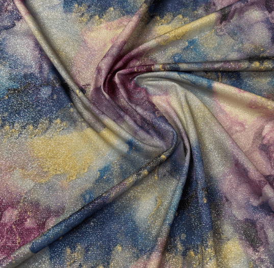 Shimmering Tie Dye Lurex Fabric by the Metre - Whotex Fabrics London