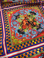Sicilian Pattern Fabric, red blue Fabric - Whotex Online Fabric Store