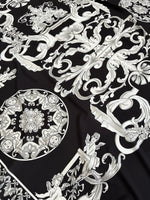 Silver Baroque Pattern, Black Silver Fabric - Whotex Online Fabric Store