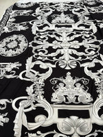 Silver Baroque Pattern, Black Silver Fabric - Whotex Online Fabric Store