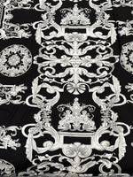 Silver Baroque Pattern, Black Silver Fabric - Whotex Online Fabric Store