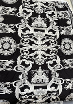 Silver Baroque Pattern, Black Silver Fabric - Whotex Online Fabric Store