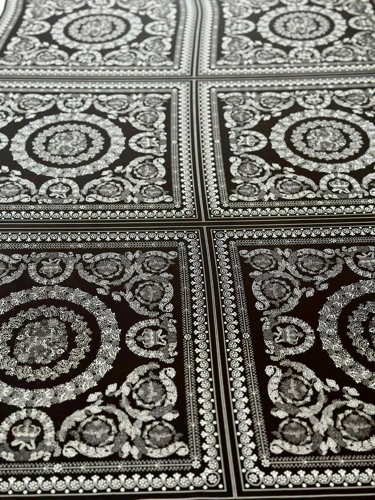 Silver Baroque Pattern Fabric , by the yard - Whotex Online Fabric Store