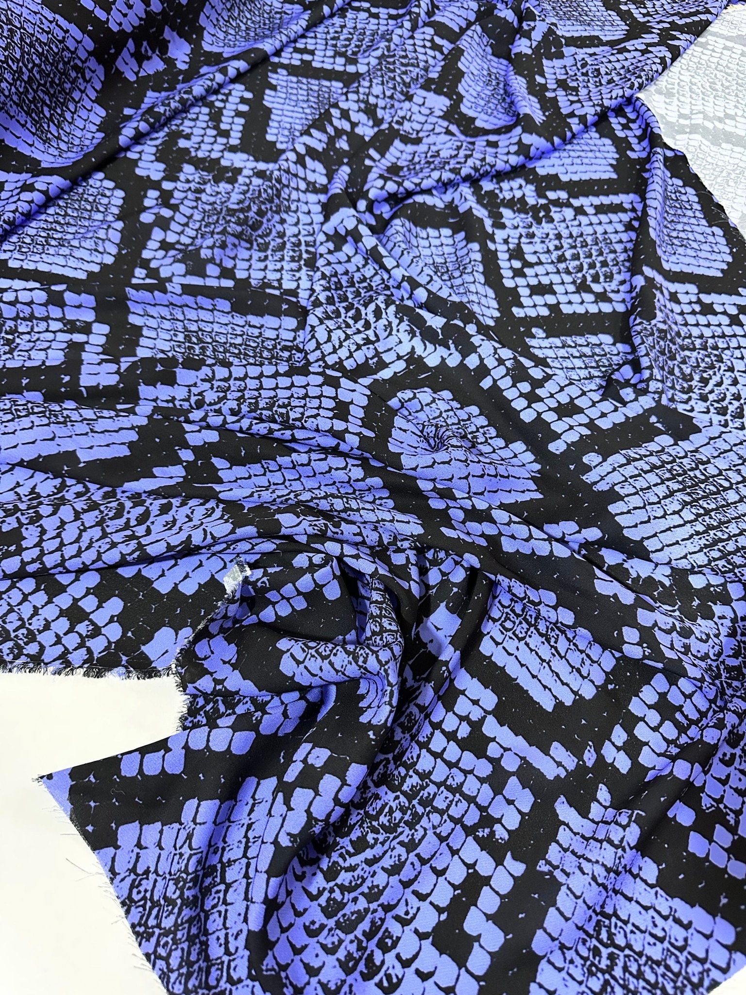 Snake Skin Pattern Crepe fabric, Purple Exotic Animal Fabric - Whotex