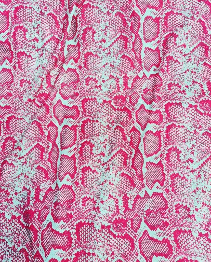 Snake Skin Pattern Fabric, Pink And White Exotic Animal Design Fabric - Whotex Online Fabric Store