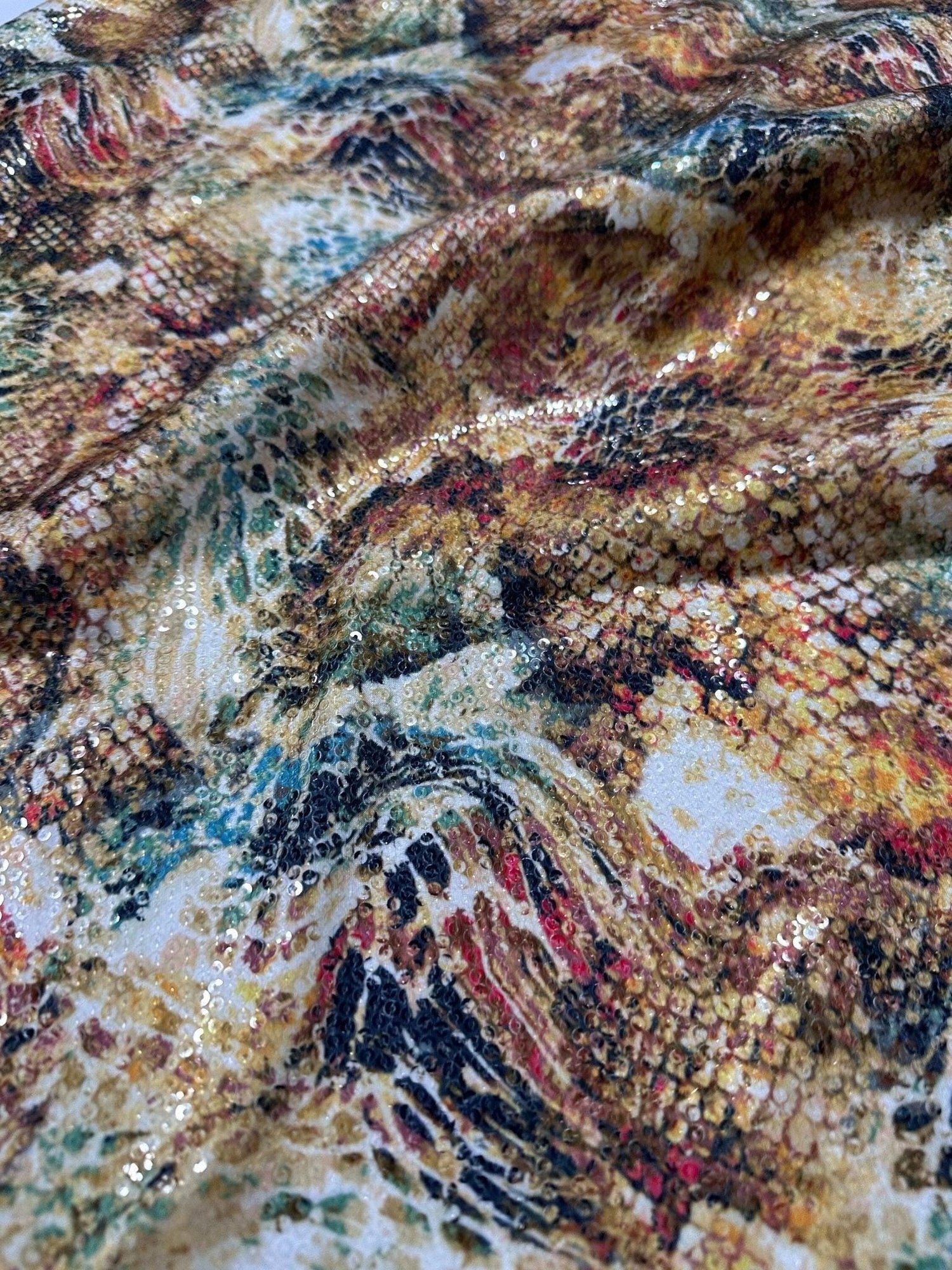 Snake Skin Sequin Fabric, 2 - Way Stretch Sequin Fabric By The Yard - Whotex Online Fabric Store