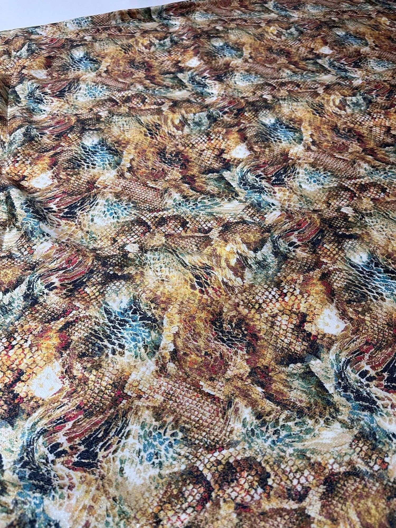 Snake Skin Sequin Fabric, 2 - Way Stretch Sequin Fabric By The Yard - Whotex Online Fabric Store