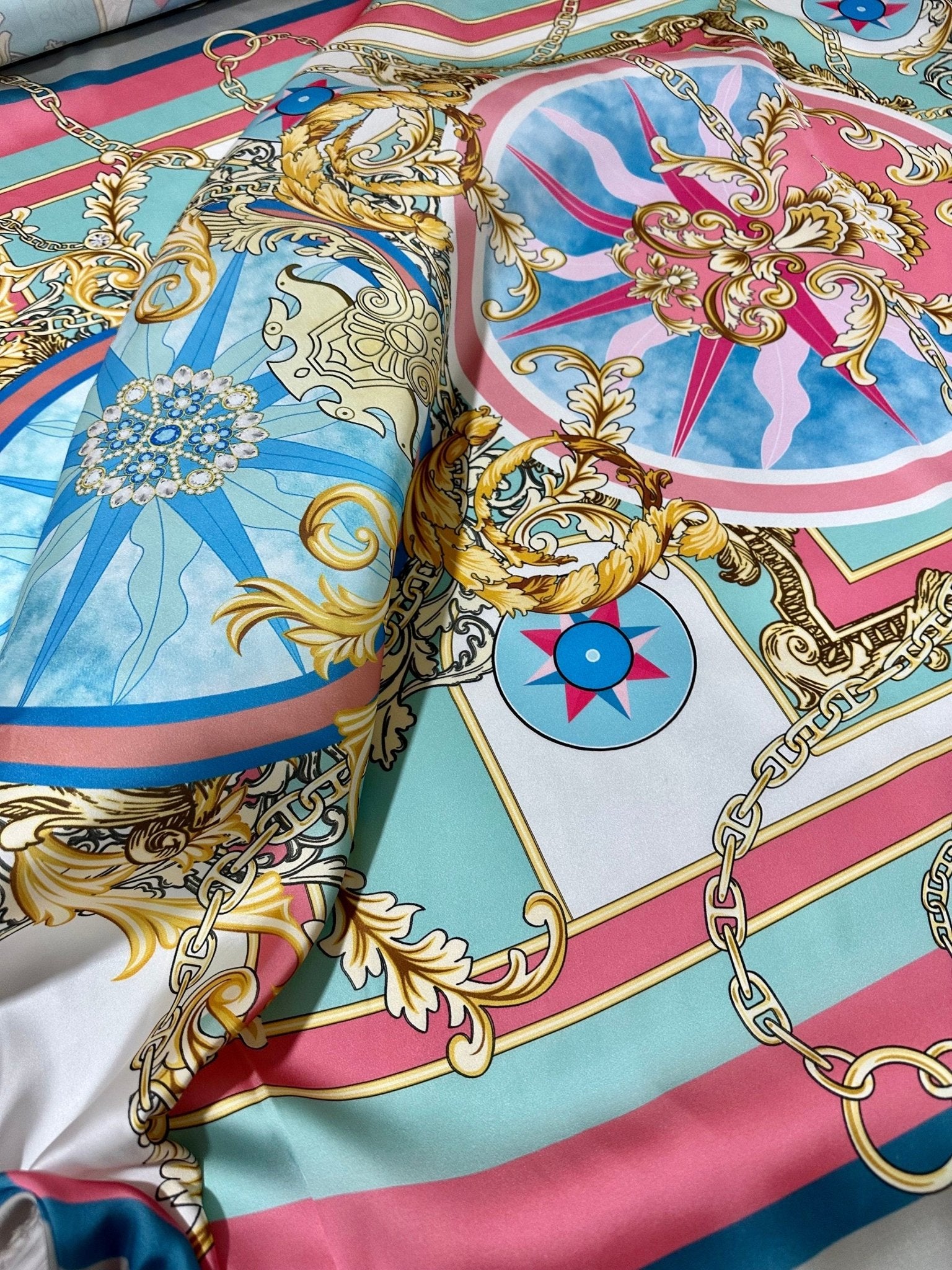 Soft Color Fabric, Baroque Pattern Fabric , Fabric By The Yard , Chain pattern - Whotex Online Fabric Store