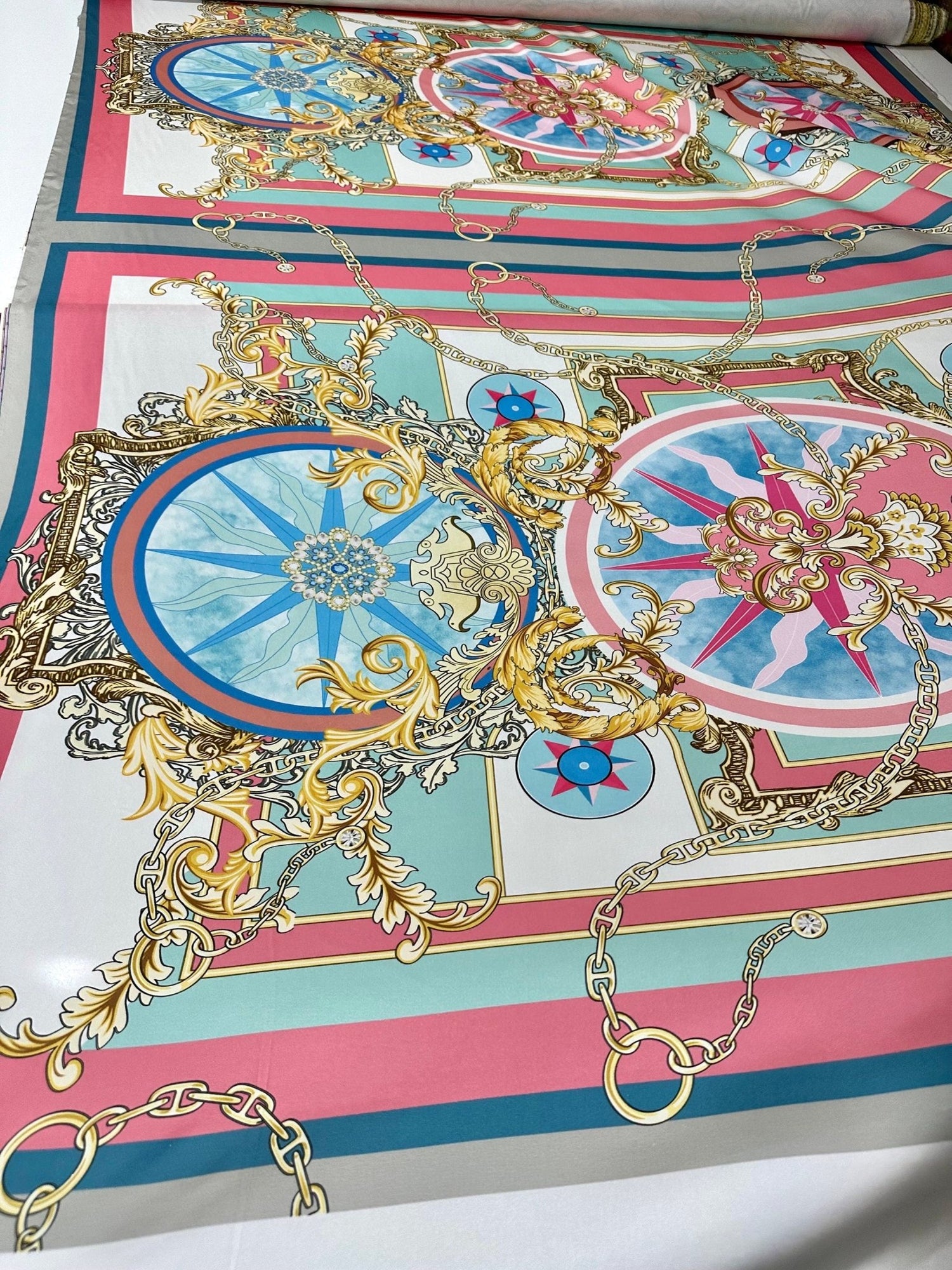 Soft Color Fabric, Baroque Pattern Fabric , Fabric By The Yard , Chain pattern - Whotex Online Fabric Store
