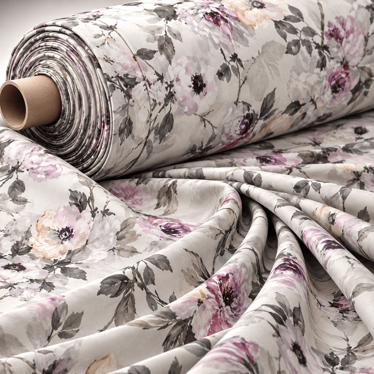 Soft Floral Print Poly Linen Fabric by the Metre - Whotex Fabrics London