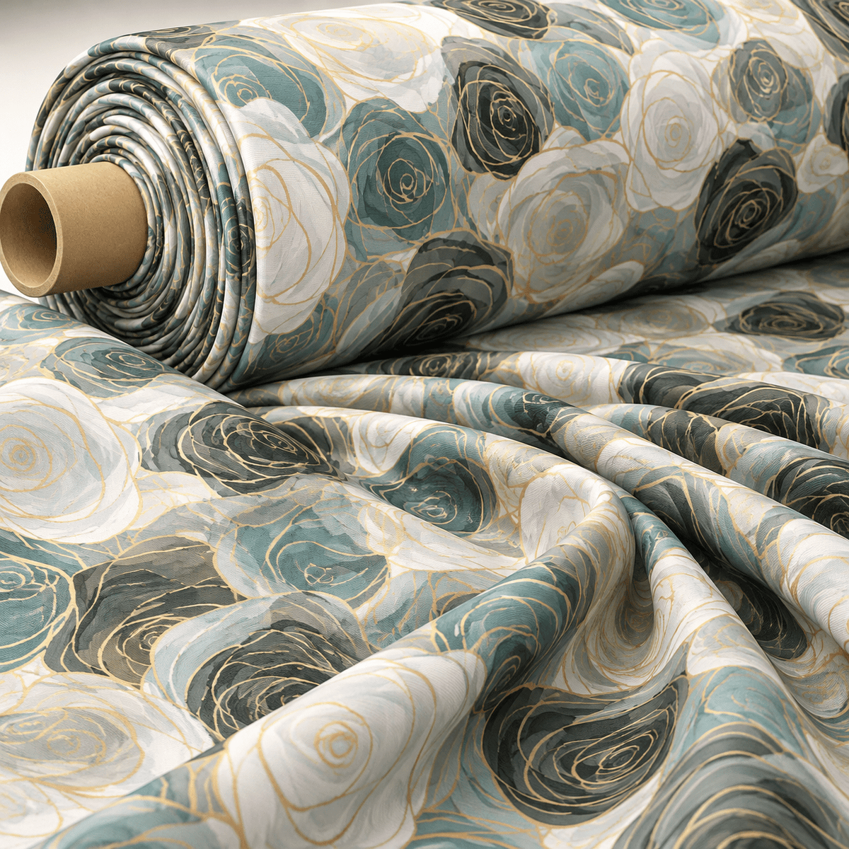 Soft Green Floral Chiffon Fabric by the Metre - Whotex Fabrics London
