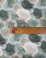 Soft Green Floral Chiffon Fabric by the Metre - Whotex Fabrics London