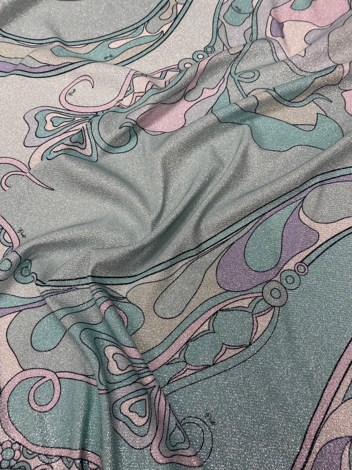 Soft Shimmer Swirl Print Lurex Fabric by the Metre - Whotex Fabrics London