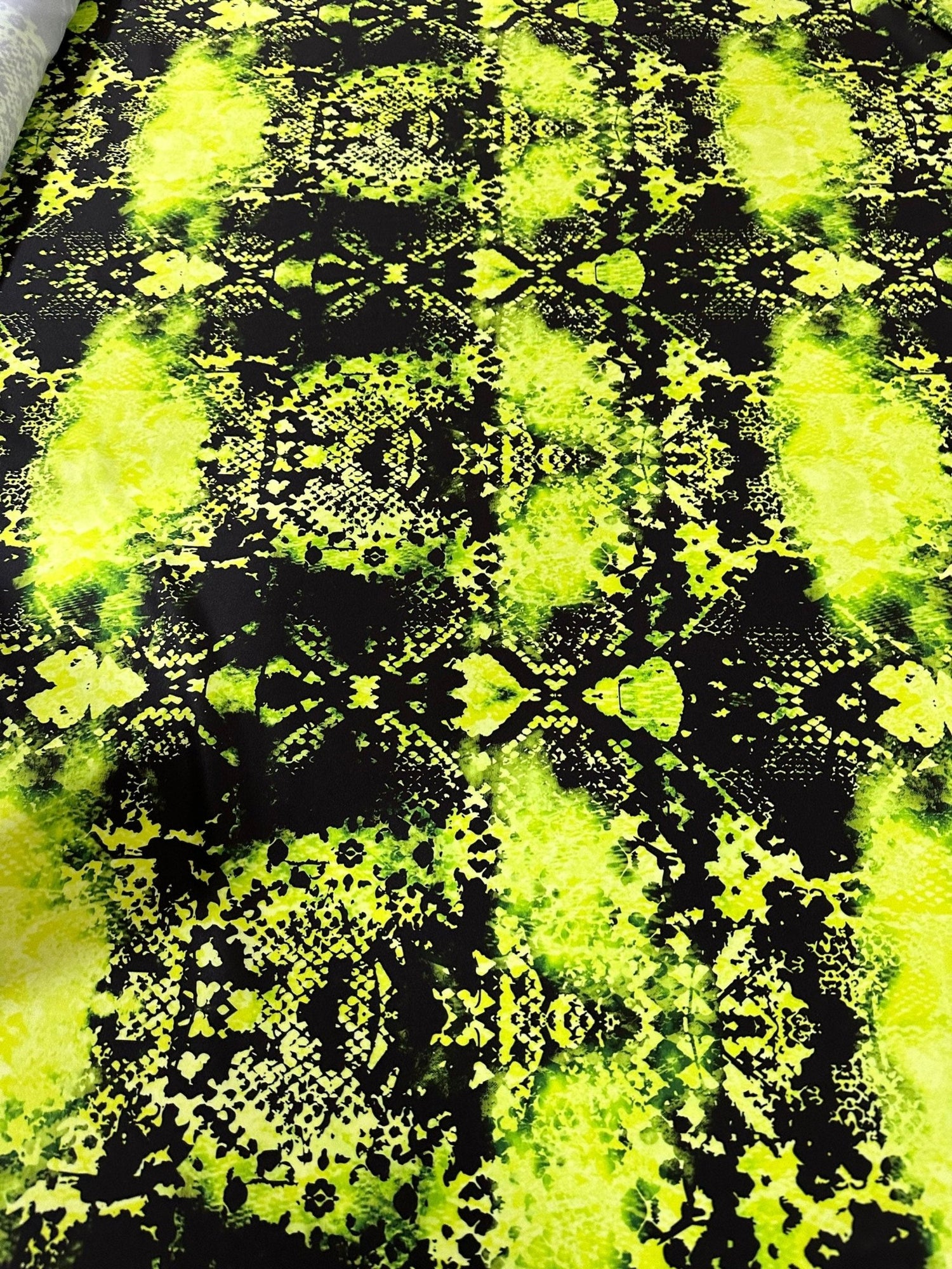 Spandex Fabric, Neon green black Fabric, Dancewear, swimwear, tights, craft, dress Fabric, exotic costume, abstract pattern - Whotex Online Fabric Store