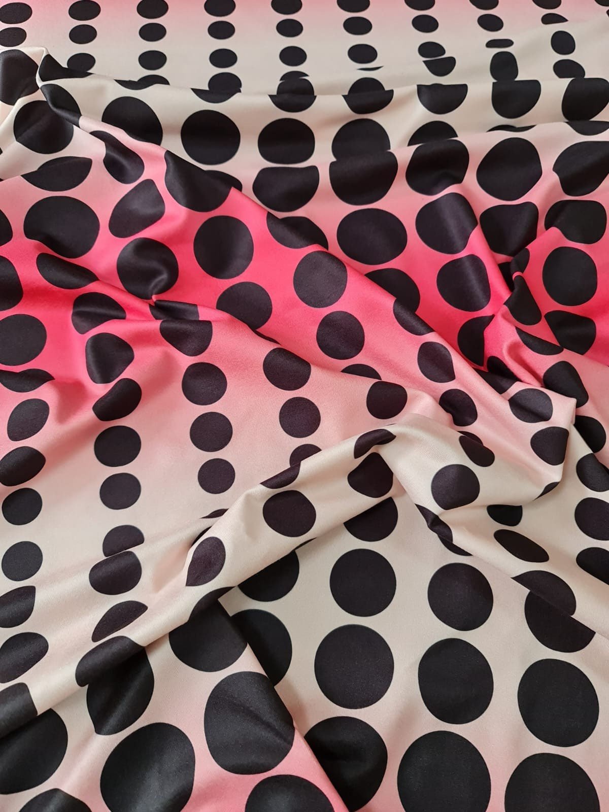 Spandex Fabric, Polka Dot pattern fabric, Pink Black color fabric - Whotex