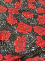 Spandex Fabric, Red Rose Pattern Fabric, Black Red Fabric - Whotex Online Fabric Store