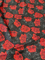 Spandex Fabric, Red Rose Pattern Fabric, Black Red Fabric - Whotex Online Fabric Store