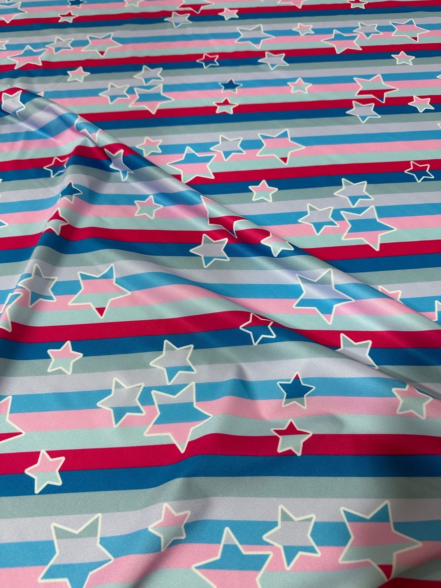 Stars Print Fabric spandex 4 - way stretch fabric - Whotex