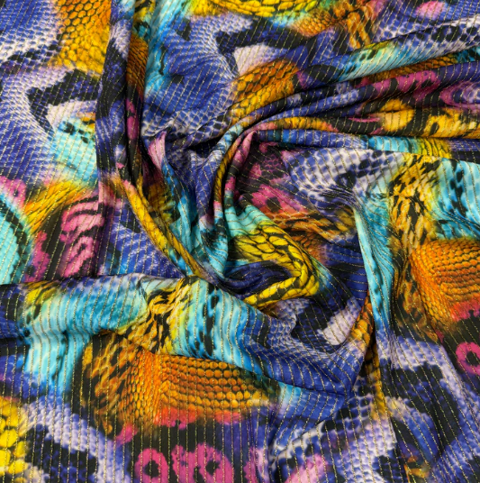 Stretch Shimmer Ottoman Fabric in Snake Skin Pattern - Whotex Fabrics London