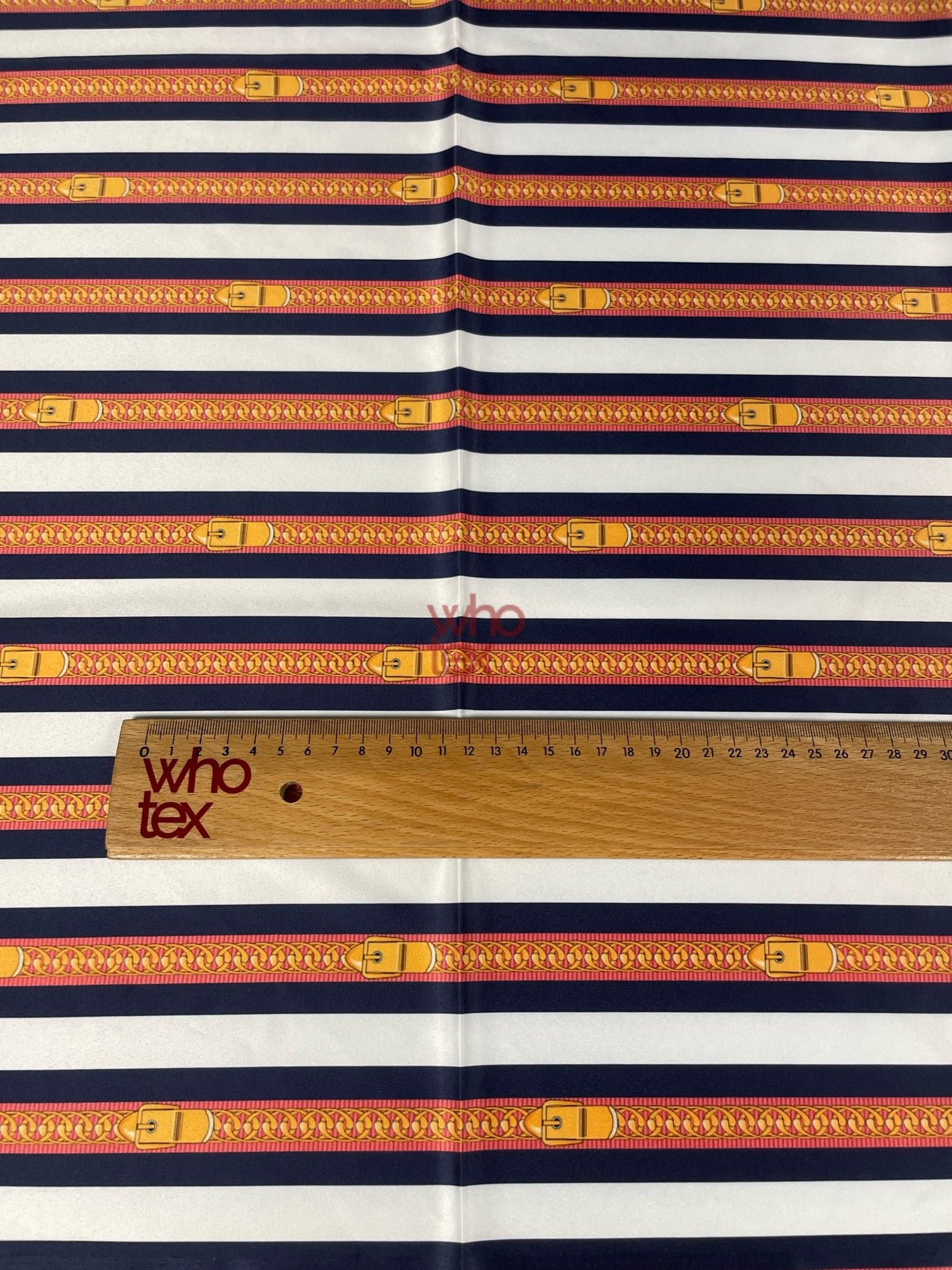 Striped Fabric with Belt and Chain Print – Nautical - Inspired Fashion Fabric - Whotex Online Fabric Store