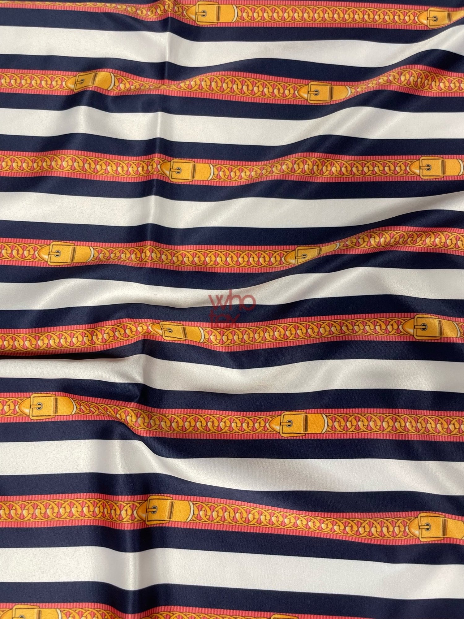 Striped Fabric with Belt and Chain Print – Nautical - Inspired Fashion Fabric - Whotex Online Fabric Store