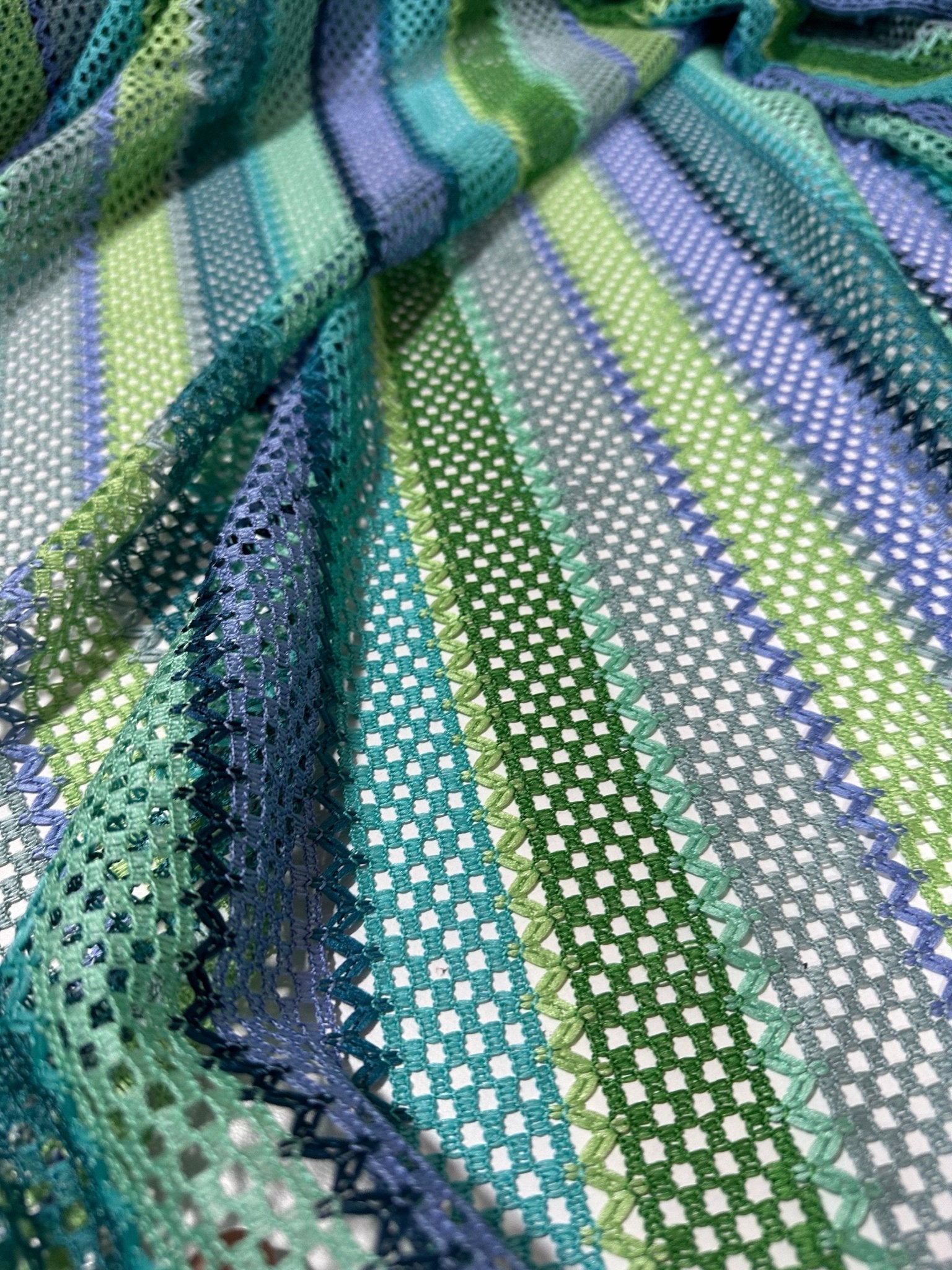 Striped Knit Jersey fabric, luxury fabric, italian Fabric, dress, pareo, shirt, craft, blouse, Blue Green color Fabric - Whotex