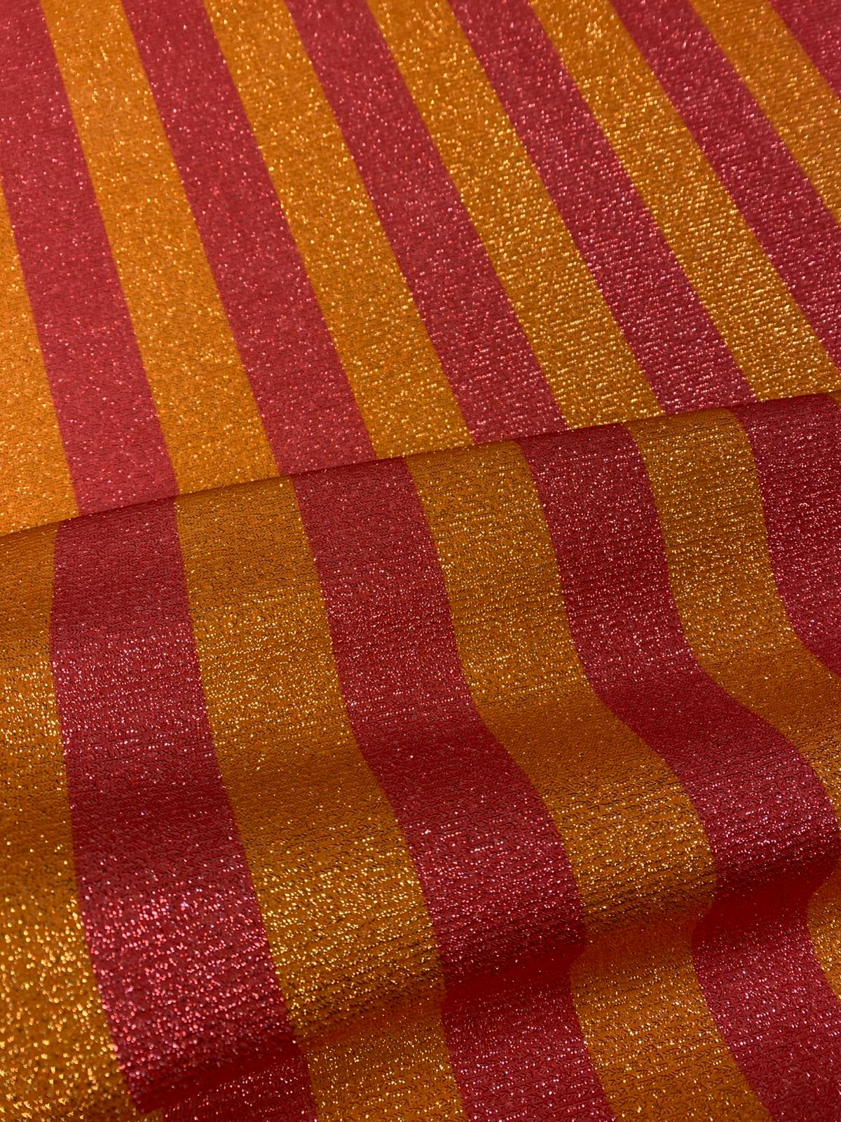 Sunset Stripe Lurex Fabric by the Metre - Whotex Fabrics London