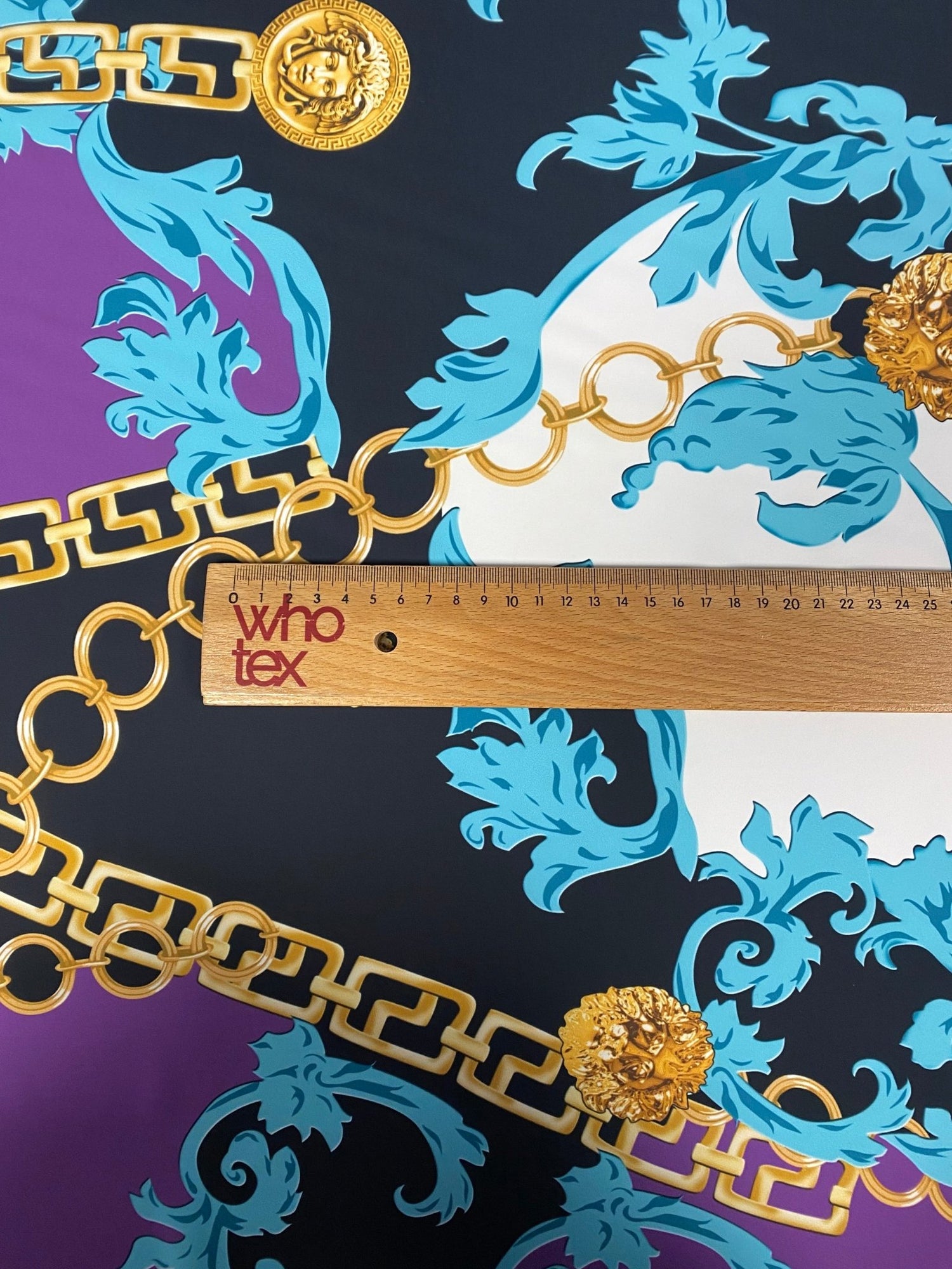 Swirl Pattern Crepe Fabric - Gold Chain Print Fabric - Whotex Online Fabric Store