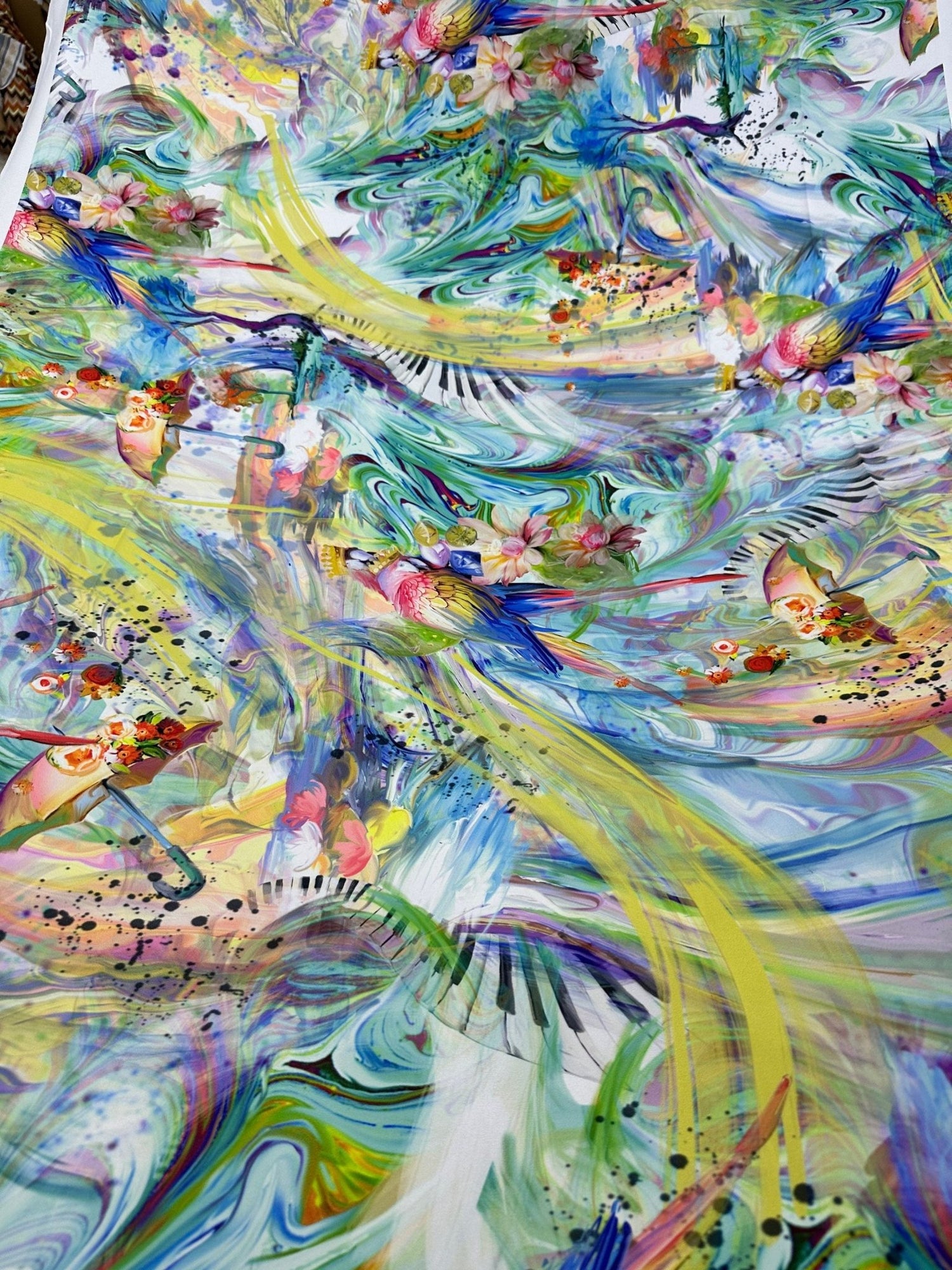 Tie Dye Pattern, Parrot Design Fabric - Whotex Online Fabric Store