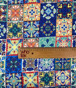 Tile Patchwork Linen Fabric by the Metre - Whotex Fabrics London