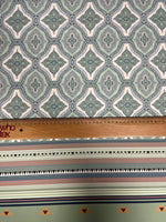 Tribal Geometric Fabric – Soft Green and Pink Ethnic Pattern with Border Stripes - Whotex Online Fabric Store