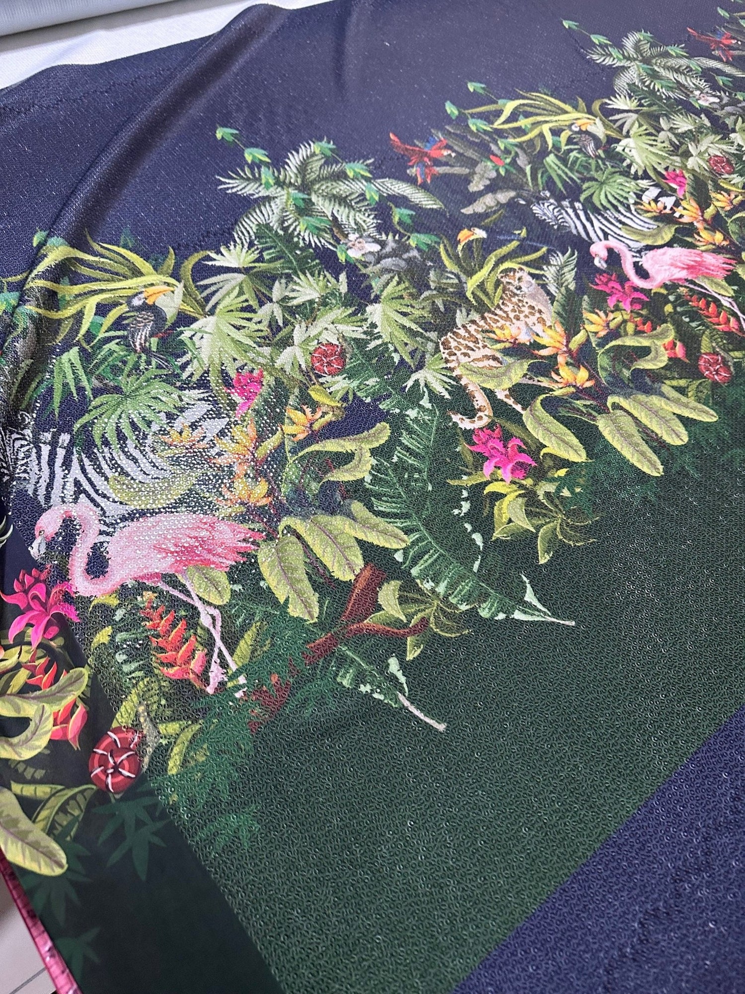 Tropical Animals Sequin Fabric, 2 - Way Stretch Sequin Fabric By The Yard - Whotex Online Fabric Store