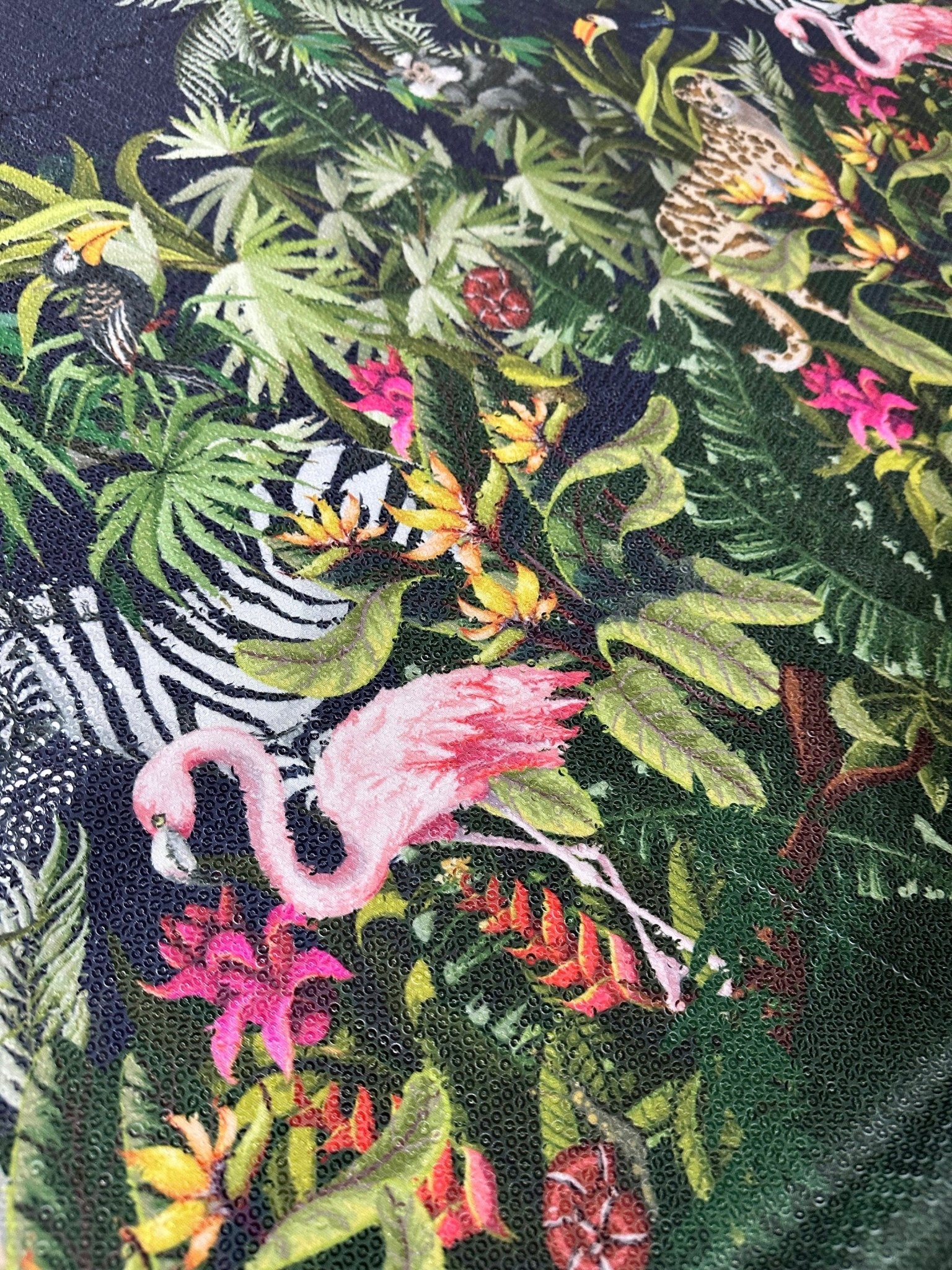 Tropical Animals Sequin Fabric, 2 - Way Stretch Sequin Fabric By The Yard - Whotex Online Fabric Store