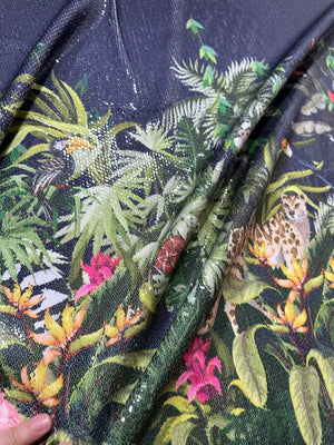 Tropical Animals Sequin Fabric, 2 - Way Stretch Sequin Fabric By The Yard - Whotex Online Fabric Store