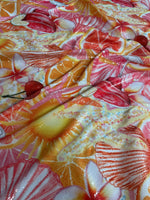 Tropical Citrus Sequin Fabric – Red and Pink Starfish 2 - Way Stretch Fabric By The Yard - Whotex Online Fabric Store