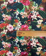 Tropical Floral Print Spandex Fabric by the Metre - Whotex Fabrics London