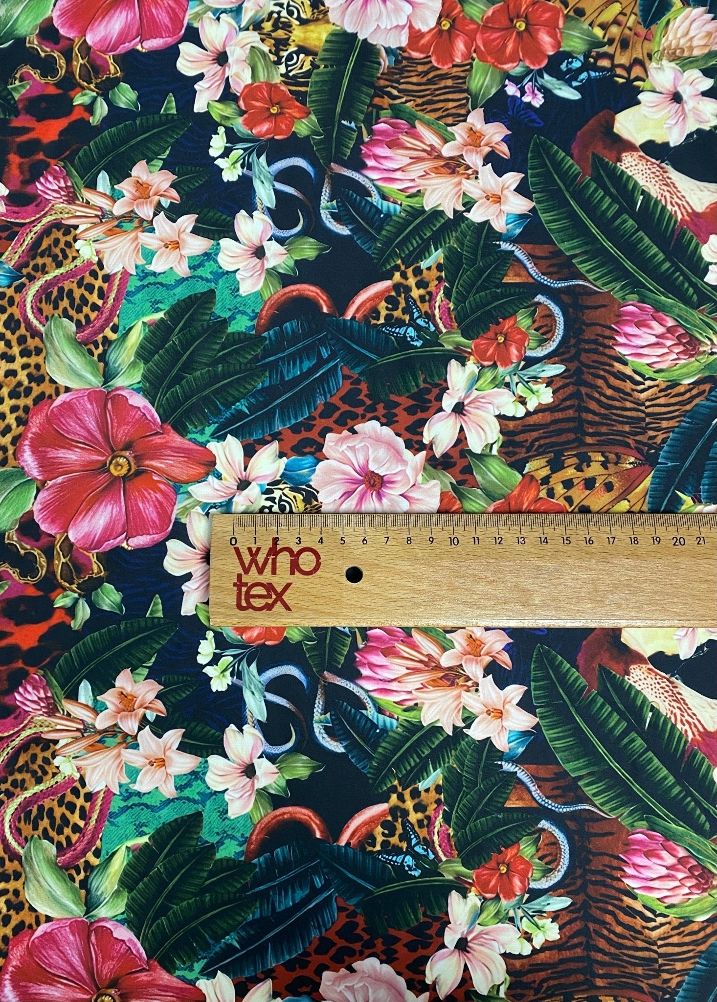 Tropical Jungle Fabric – Floral & Leopard Exotic Print by the Metre - Whotex Fabrics London