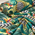 Tropical Leaf & Chain Print Fabric by the Metre - Whotex Fabrics London
