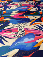 Tropical Leopard Print Satin Fabric by the Metre - Whotex Fabrics London