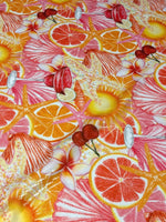 Tropical Seashell & Citrus Sequin Fabric by the Metre - Whotex Fabrics London