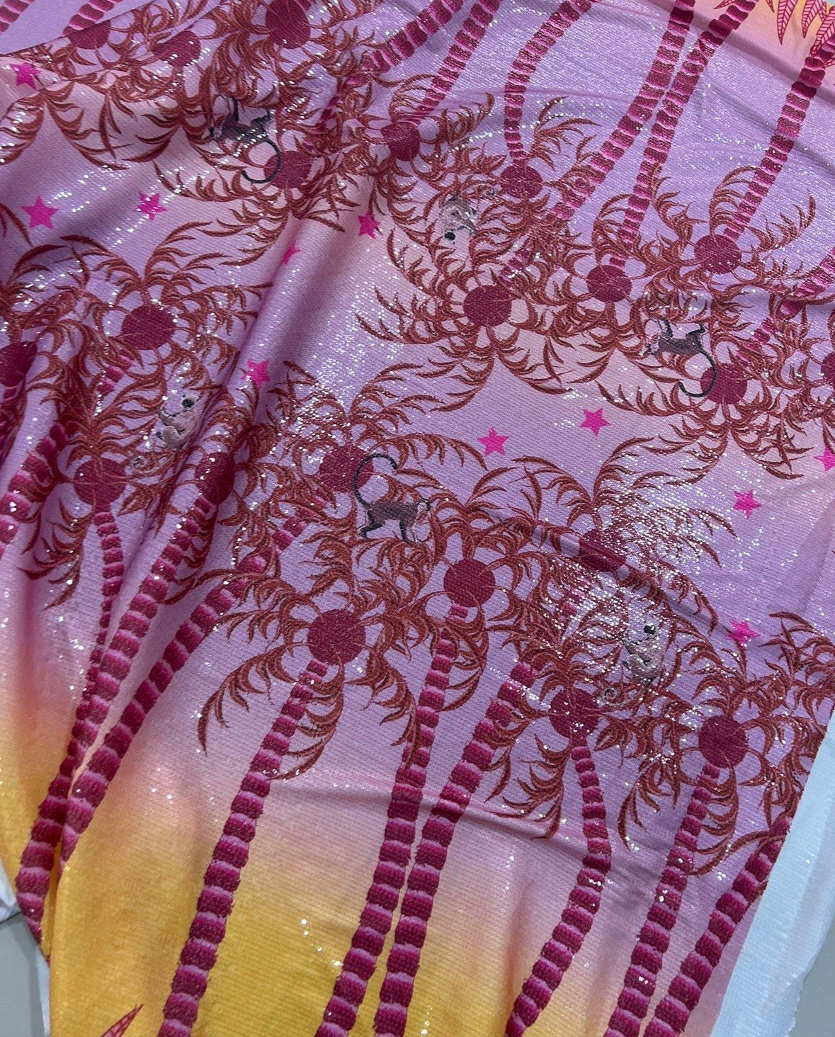 Tropical Tree Sequin Fabric, 2 - Way Stretch Sequin Fabric By The Yard - Whotex Online Fabric Store